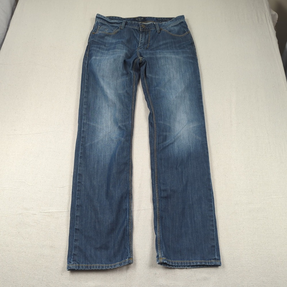 Guess Jeans Mens 33x32 Blue Lincoln Slim Straight Casual